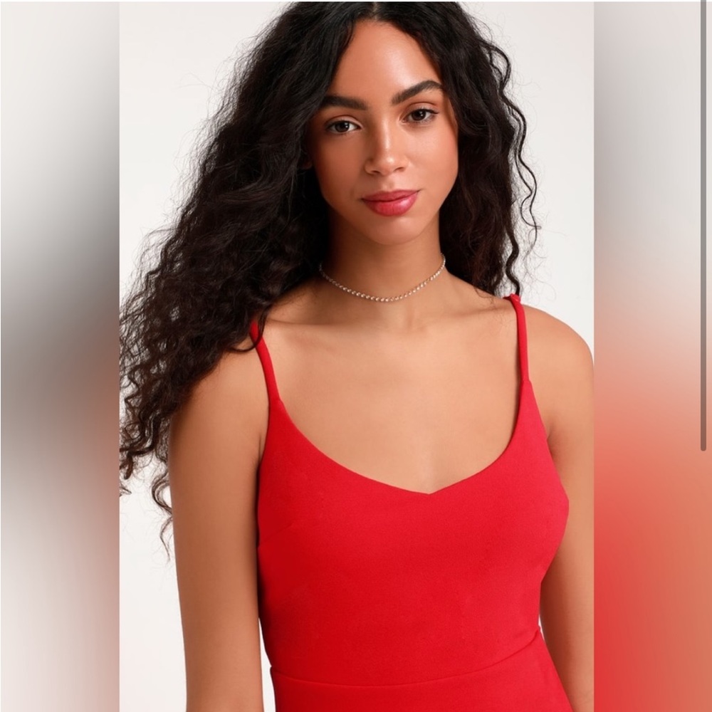 ❣️ LULUs Stylize Red Flounce Hem Mini Dress. Size MD. Great condition! - Picture 4 of 6